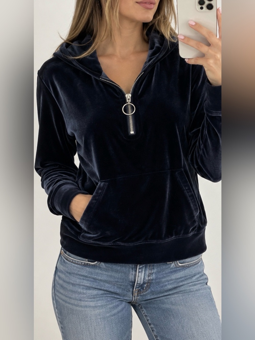 Abercrombie & Fitch Y2K Velour Half Zip Hoodie Size S